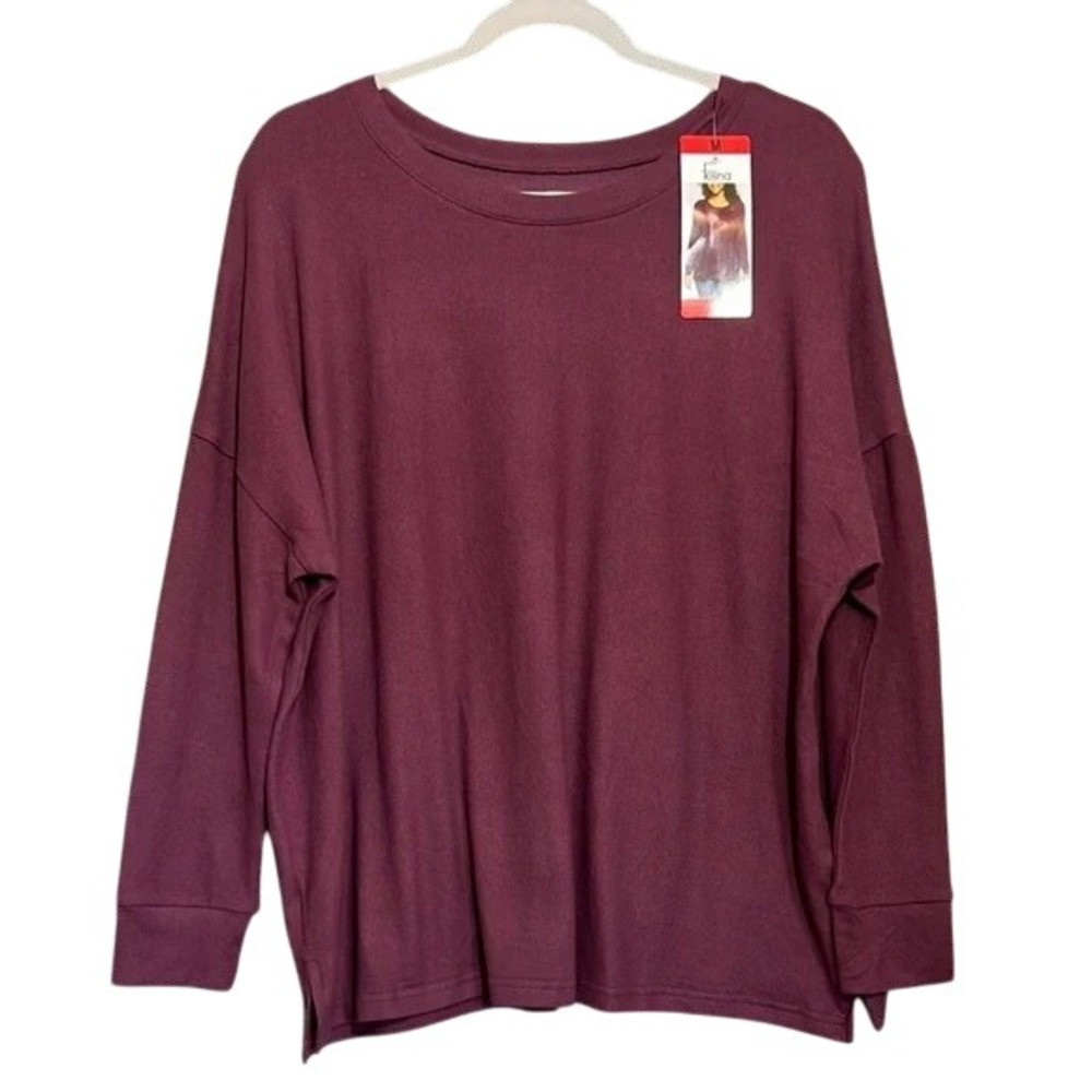 Felina Sweater Womens Medium Mauve Wine Long Sleeve Knit Soft Cozy Top‎ NWT